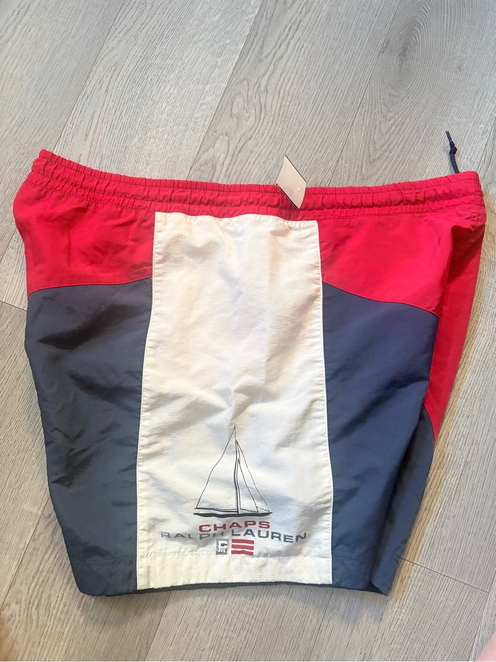 Chaps Ralph Lauren Colorblock Swim Trunks - Red, Navy, White